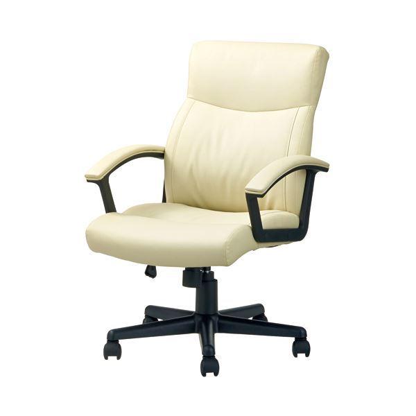 ナカバヤシ OAレザーチェア ローバック 肘付 アイボリー CNL-501IV 1脚 〔組立品〕