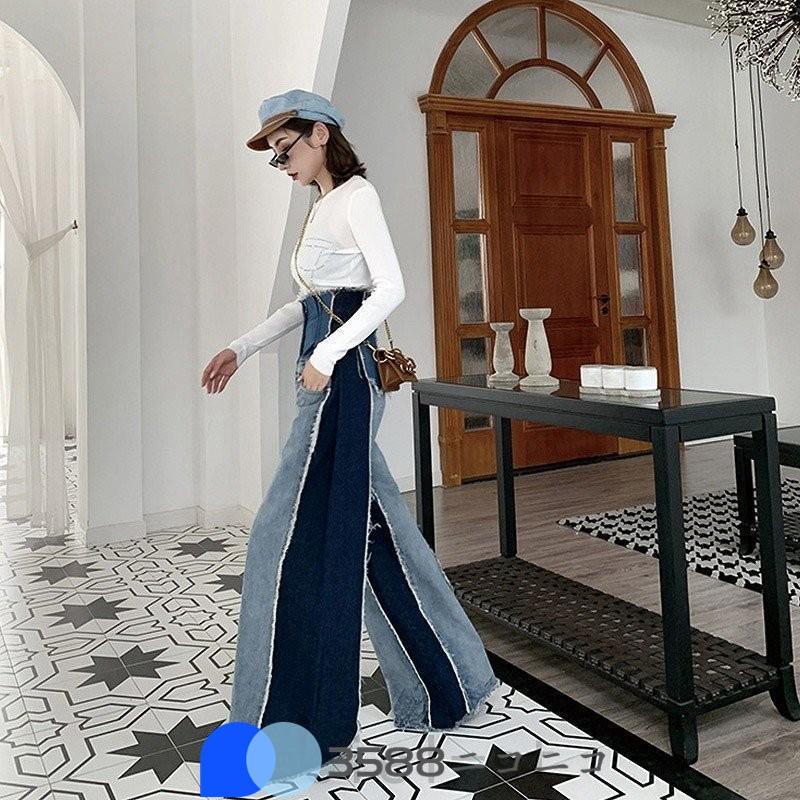 2023新作ワイドパンツ レディース デニムパンツ リメイク パッチワーク