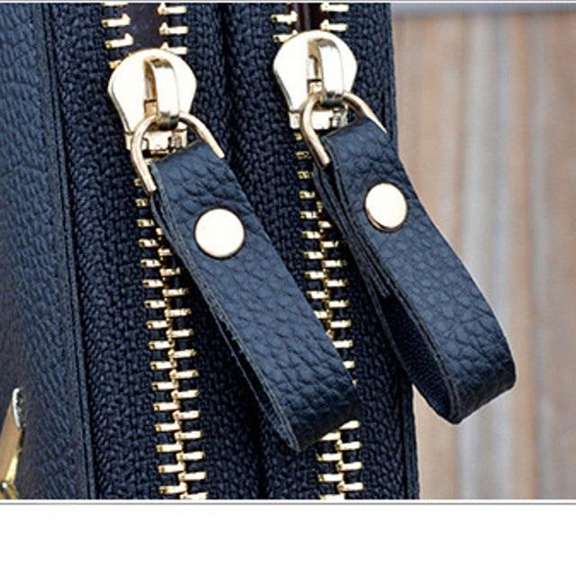 財布 レディース 長財布 大容量 ダブルファスナー 2色 ブラック レッド