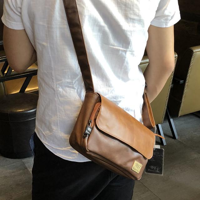 メンズ ショルダーバッグ PUレザー 3色 ブラウン ダークブラウン