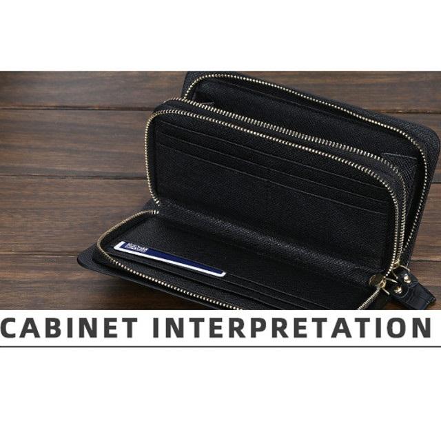 財布 メンズ 長財布 大容量 おしゃれ PUレザー ダブルファスナー 送料