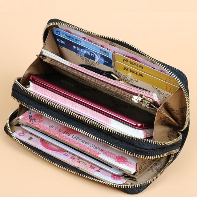 極厚ヌメ革ダブルファスナー長財布 財布 レディース 長財布 本革 大容量 ダブルファスナー 5色