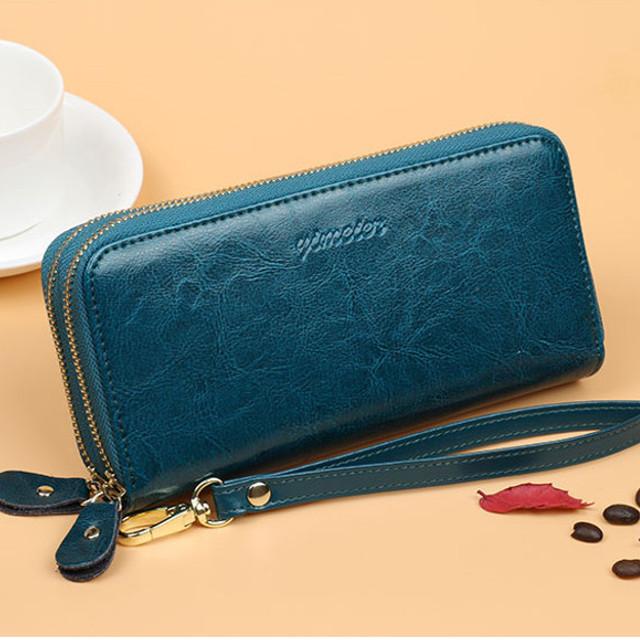 財布 レディース 長財布 本革 大容量 ダブルファスナー 5色 : Tukasa-K