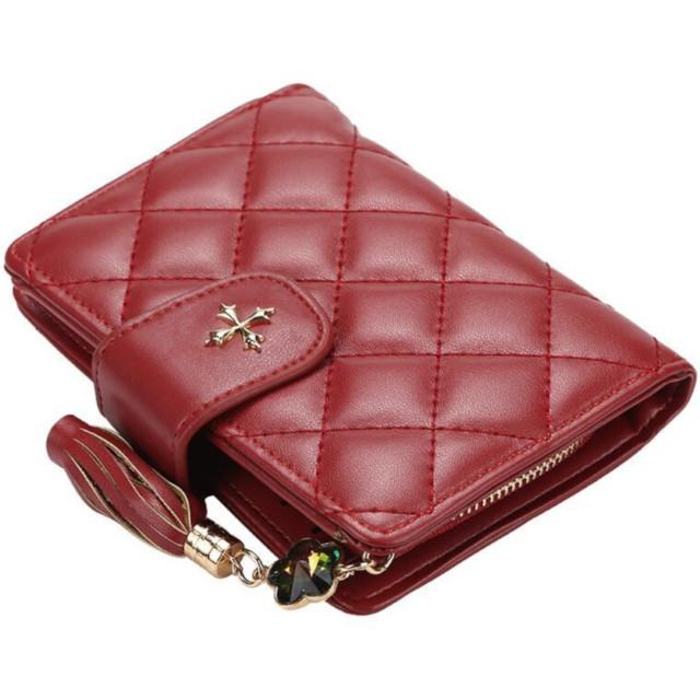 美品 デルヴォー 二つ折り財布 レザー ワインレッド ゴールド金具 コンパクト 美品 デルヴォー 二つ折り財布 レザー ワインレッド ゴールド