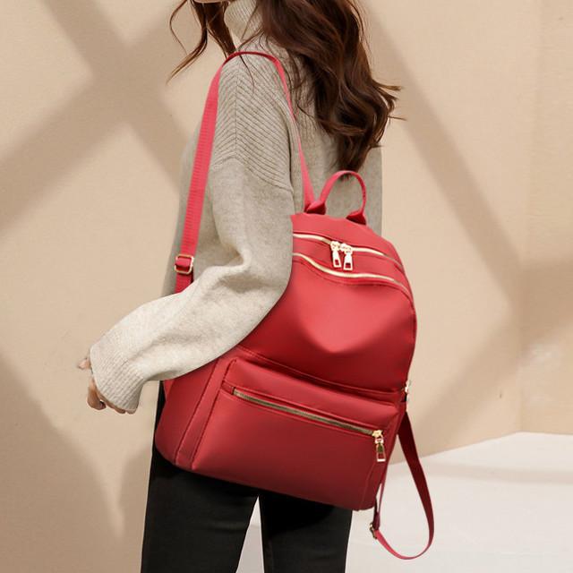 レディース リュック 2色 ブラック レッド 大容量 ナイロン 軽量