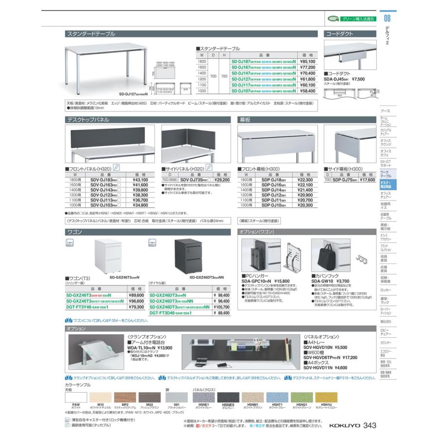 旬新作続々入荷 デスク　デルフィ２　デスクトップパネル SDV-DJ103P81HSNM1 64572116 全国配送可 コクヨ kokuyo