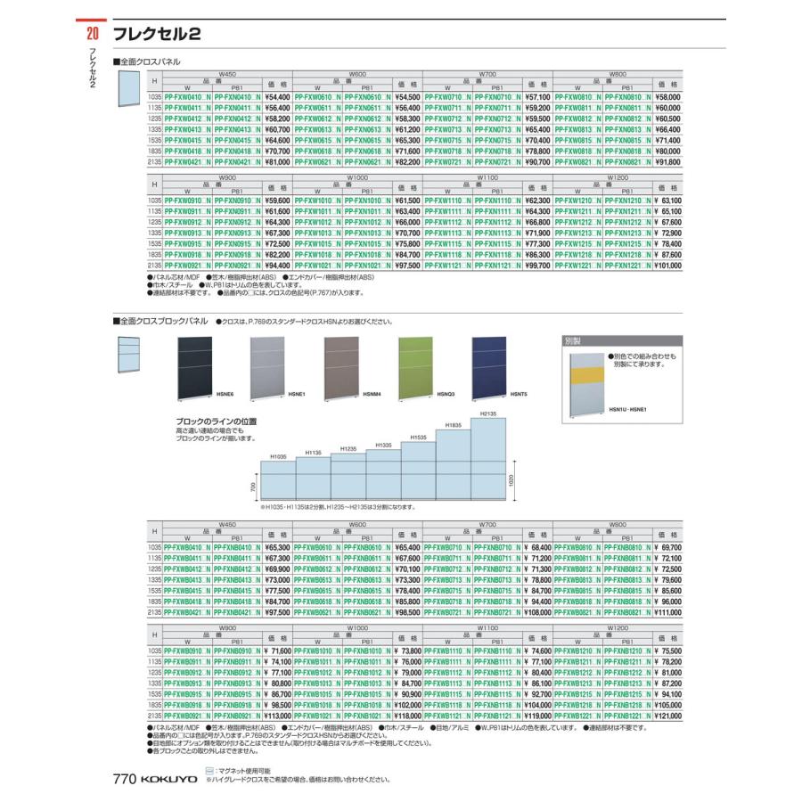 限定商品発売中 ローパーティション　フレクセルＩＩ　全面 PP-FXN0711H712N 64919140 送料無料 コクヨ kokuyo