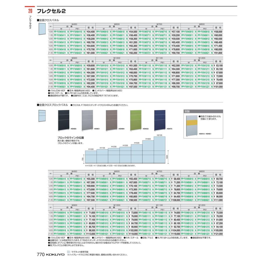 日本の公式オンライン ローパーティション　フレクセルＩＩ　全面 PP-FXW1118KDN12N 64979571 送料無料 コクヨ kokuyo