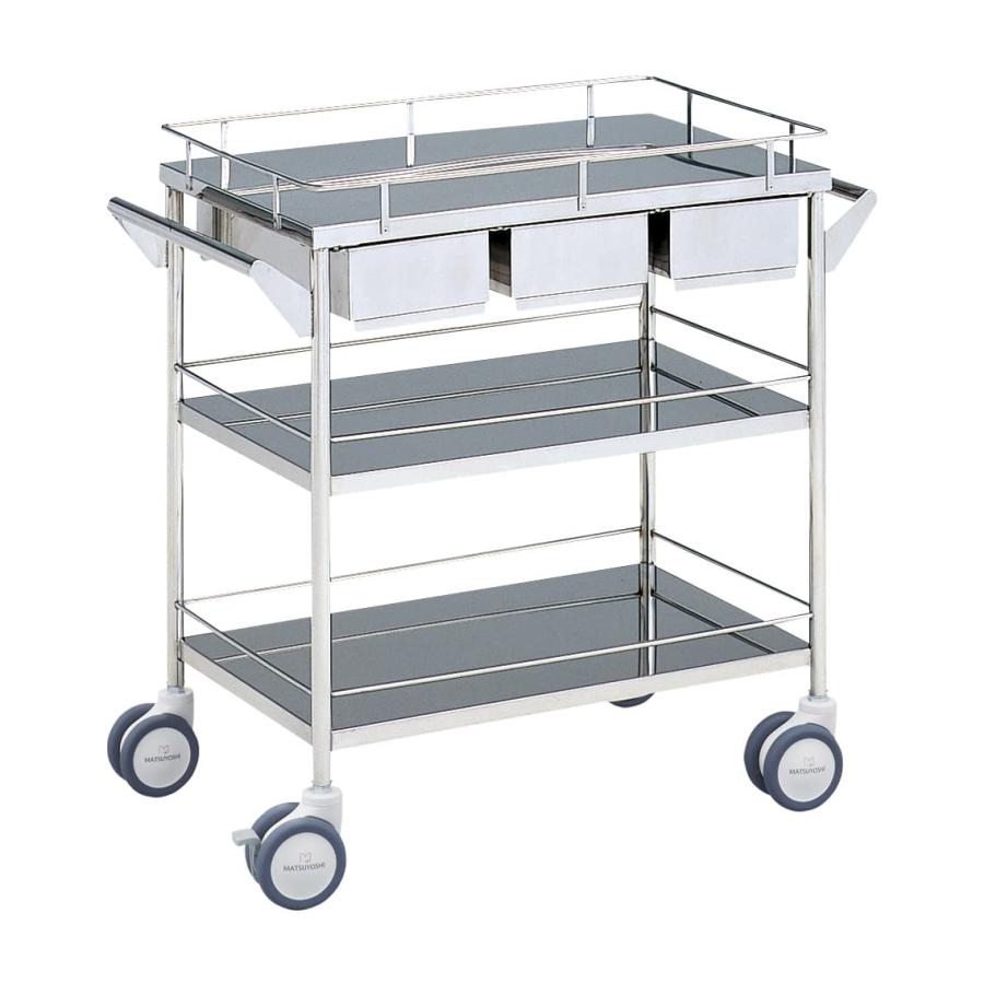 マツヨシ回診車　引出付　三段 MY-1039(750X450X800) 01-2300-01 1入り