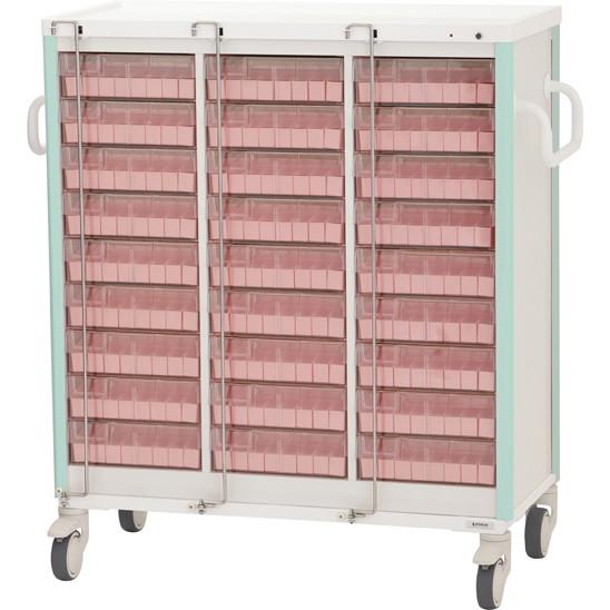 与薬カート（１Ｗｅｅｋ・２７床用）　 ライトグリーン KC-504-01S(ヨヤクケース8カセ 24-7865-04 1入り