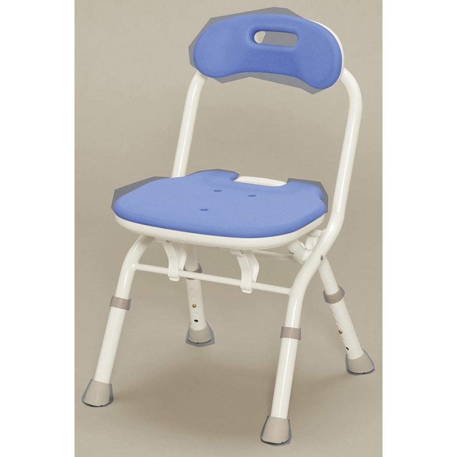 介護椅子 安寿 コンパクト折りたたみシャワーベンチ IC 背付タイプ ブルー