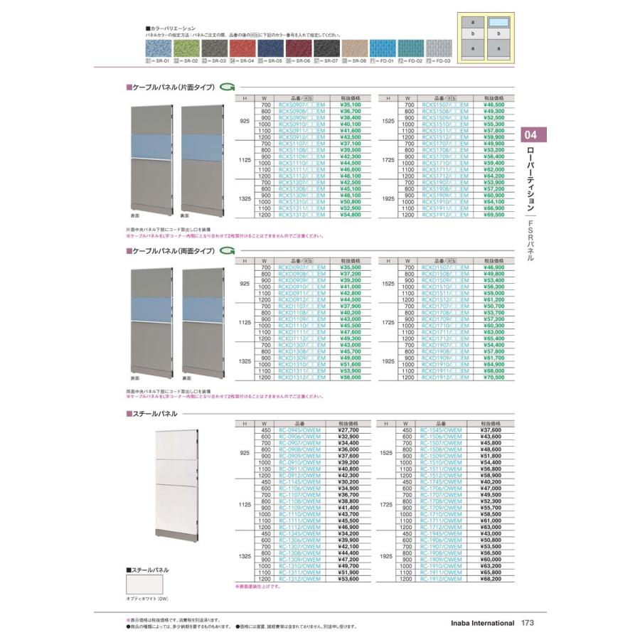 全国配送可 イナバ 40 Offの激安セール ローパーティション Fsrパネル ケーブルパネル 品番 片面タイプ Rcks1710