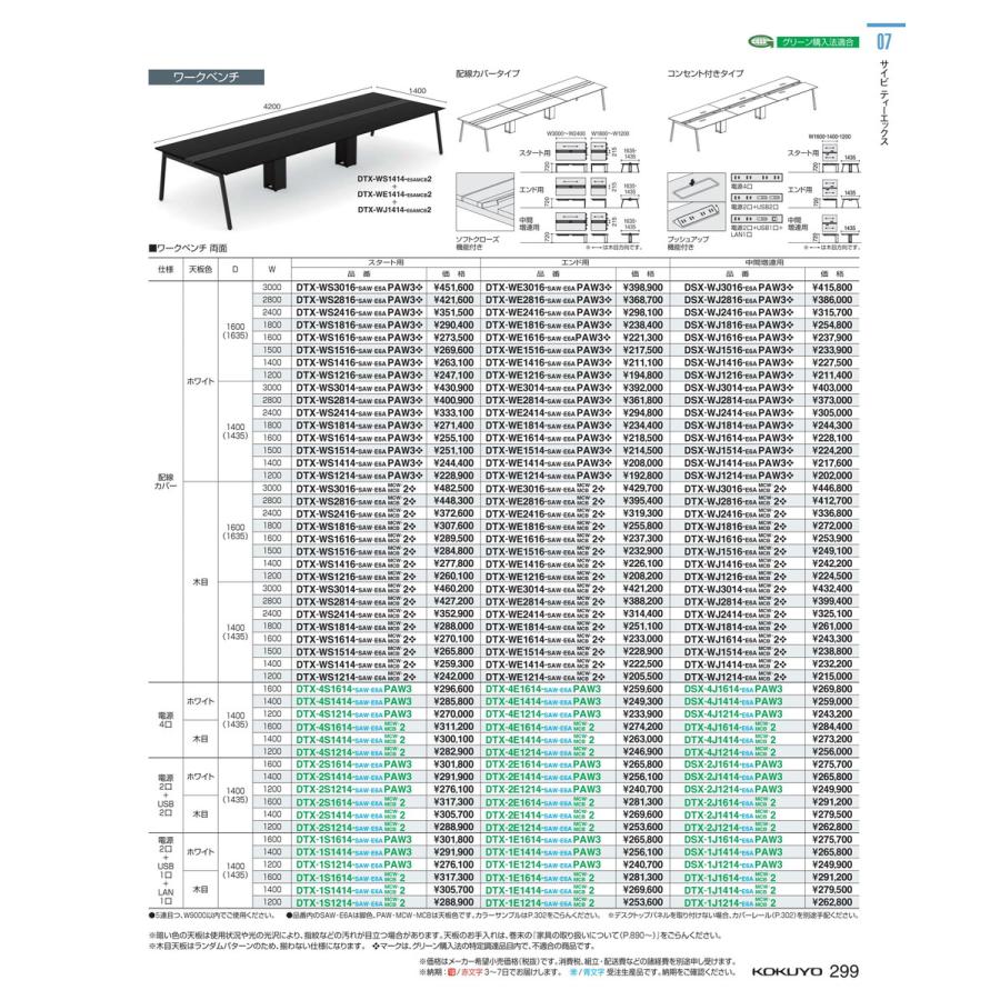 正規品純正 デスク　サイビＴＸ　ワークベンチ　両面エ DTX-2E1614-E6APAW3 20120405 送料無料 コクヨ kokuyo