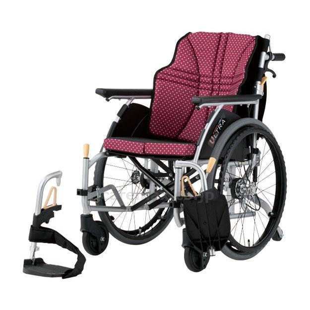 車いす　自走式 アルミ自走車いす　ウルトラ　NA-U6 座幅40　ワイン（赤） 日進医療器 取寄品 JAN 4519856009724　介護福祉用具
