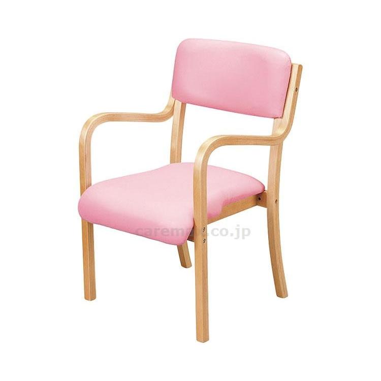 施設用家具　施設用いす 木製スタッキングチェア　木部ナチュラル CUFC4-NAPK　ピンク 介援隊 取寄品 JAN 4984960331656
