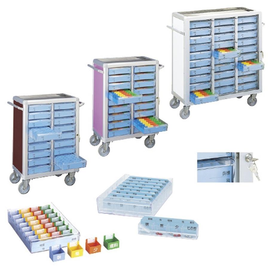 マツヨシ与薬カート（鍵付）１８床用　 ブラウン MY-NIKS18(コマタイプ) 23-7001-00 1入り