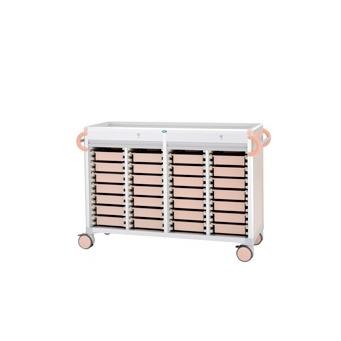 与薬カート（朝昼夕寝る前）ＹＴ−８　 トレー：ピーチ C3407Y-NS414SB(ピーチ) 24-8007-00 1入り