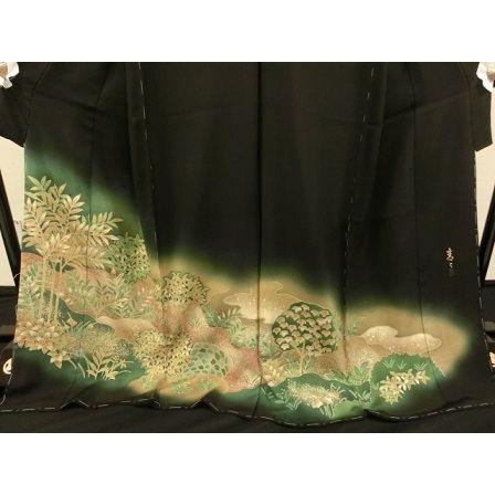 送料無料】**松井青々(展示品)◇**35018**絹100％＊黒留袖 SALE : Aqua
