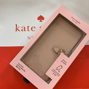 ケイトスペード　Kate spade　手帳型　アイフォンケース フラワーの留め金　 flower  iPhone  XS MAX  case　レザー　ピンクベージュ　代引き不可｜tukiup