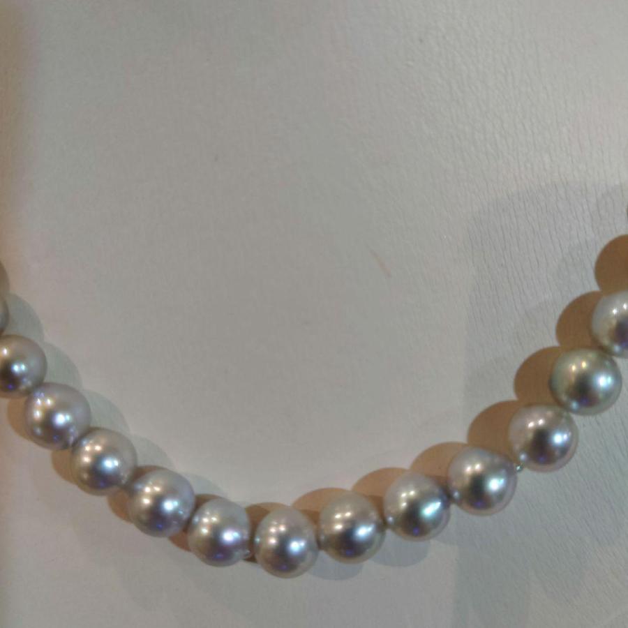 鑑別書付き◇照り強◇あこやグレーパール◇7.5-8.0㎜ ネックレス ☆グレーパールネックレス あこや 7.5mm-8.0mm 鑑別書付き