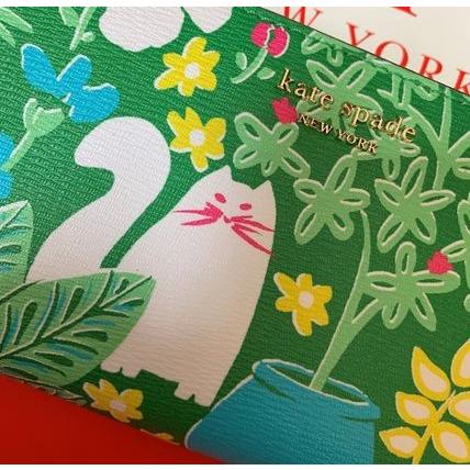 ケイトスペード レディース長財布 Kate Spade ガーデン ポージー スリム グリーン系 猫イラスト入り Aqua Angel 通販 Yahoo ショッピング