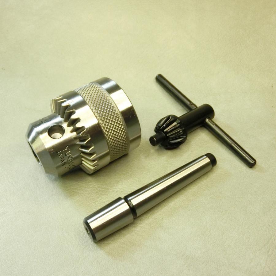 ユキワ製 ドリルチャック ハンドルチャッキング式 0.810mm JT2 MT1 アーバー付き 卓上旋盤 卓上フライス ボール盤