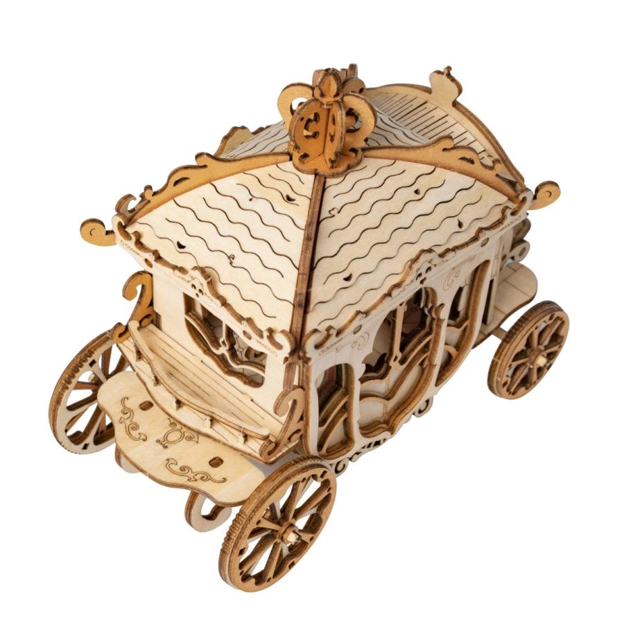 3D木製ワゴン組み立てキット　3D木製パズル 工作キット 『小型ウッドパズル アンティークワゴン TG506