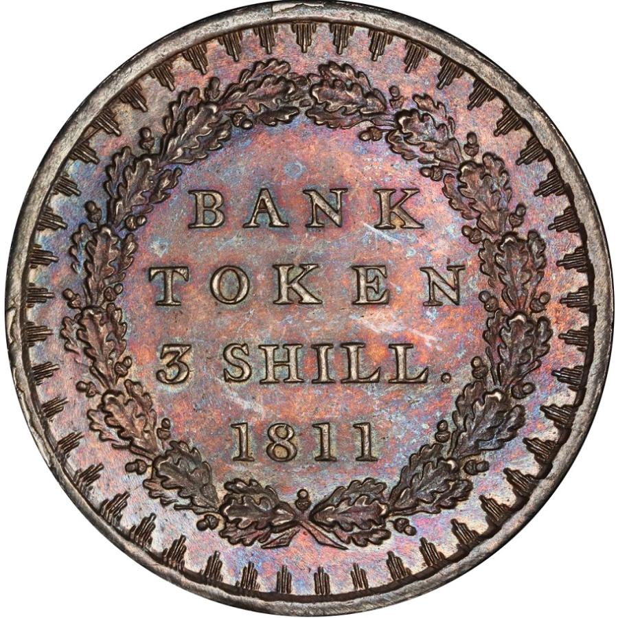 高鑑定 MS63 ジョージ３世 3シリング銀貨 PCGS鑑定 1811年 イギリス アンティークコイン レアコイン 英国 George III 鑑定済みコイン イングランド銀行 トークン