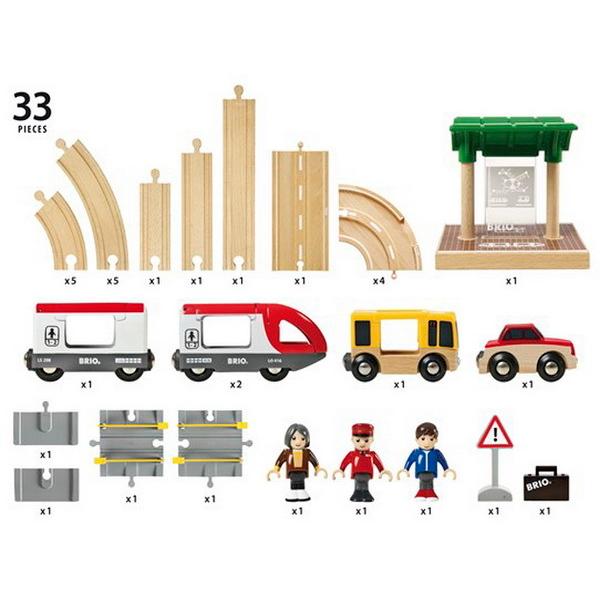 BRIO（ブリオ） レール＆ロード トラベルセット 木製レールセット 33