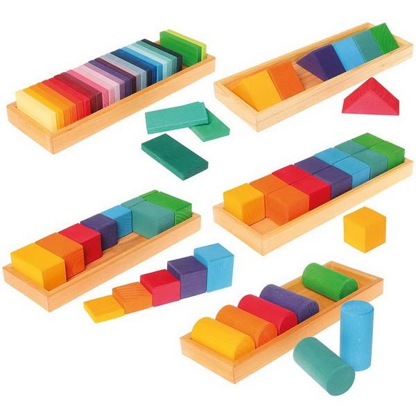 グリムス　色と形つみき5種ドイツ製 グリムス グリムス色と形つみき（5種）積み木 レインボーカラー 3歳