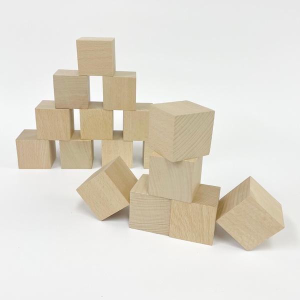 積み木 4センチ基尺 立方体 １６ピース ブナ 白木 木箱入 お受験 