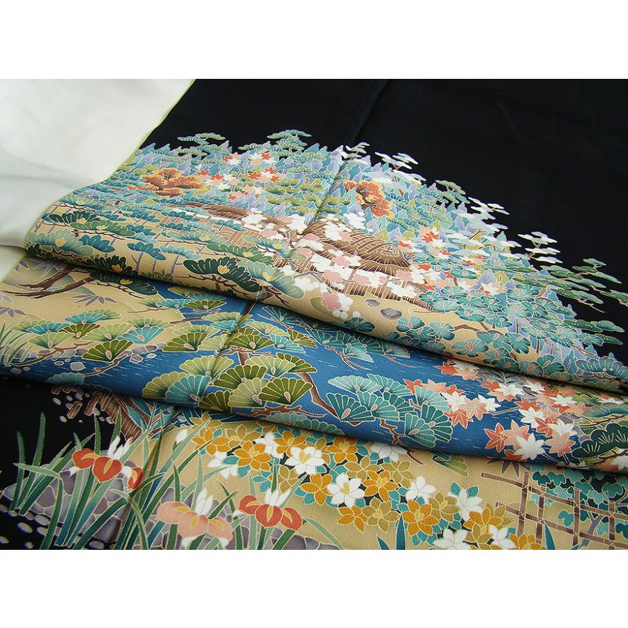 きものしらゆり 身丈157cm 裄67cm 裄長め 作家物 日本庭園柄 黒留袖