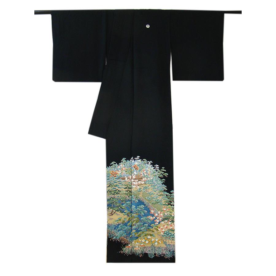 きものしらゆり 身丈157cm 裄67cm 裄長め 作家物 日本庭園柄 黒留袖