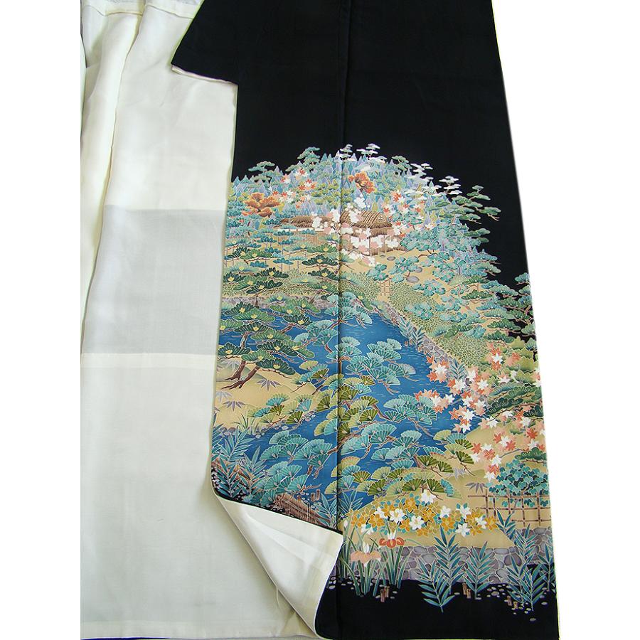 きものしらゆり 身丈157cm 裄67cm 裄長め 作家物 日本庭園柄 黒留袖