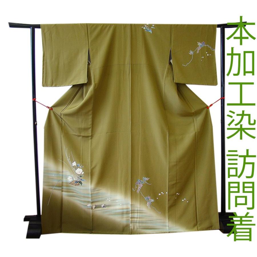 きものしらゆり 身丈163cm 裄67cm 10〜5月 極上ちりめん地 本加工染 花