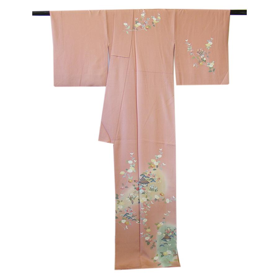 ☆美品 ロング寸 一越地 金彩加工染 附下げ・訪問着（正絹）