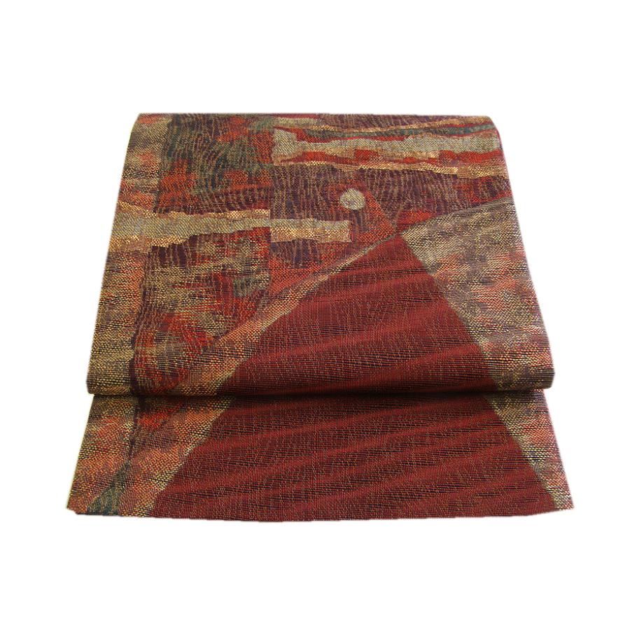 きものしらゆり 本場筑前博多織 紬地 さつま色泥染 袋帯 正絹 仕立て