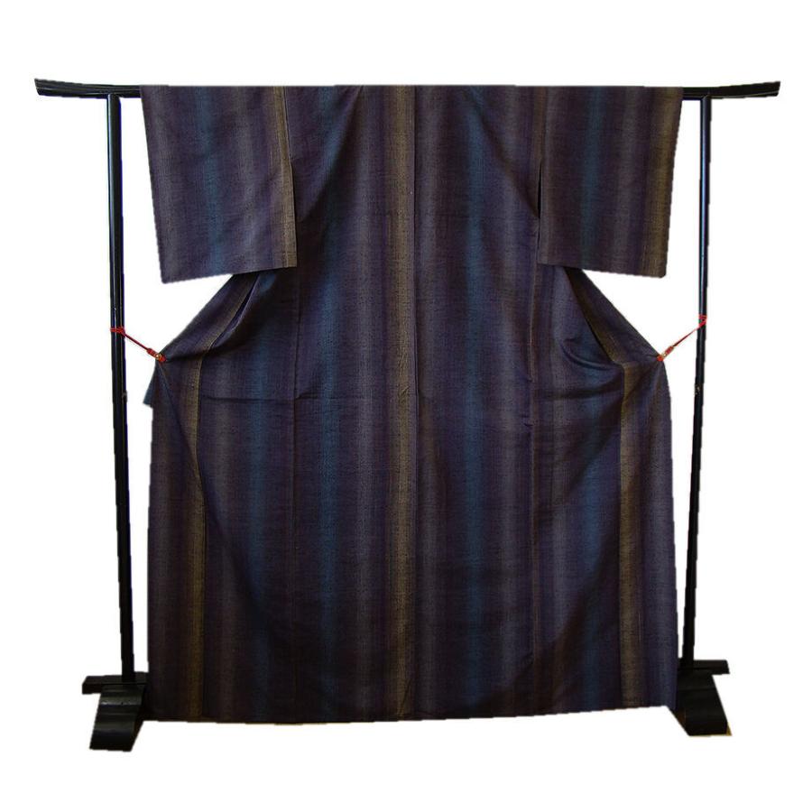 きものしらゆり 身丈163cm 裄65cm 5・6・9月 単衣 縞 真綿紬 正絹 身長151cm〜158cmの方に最適 T462F