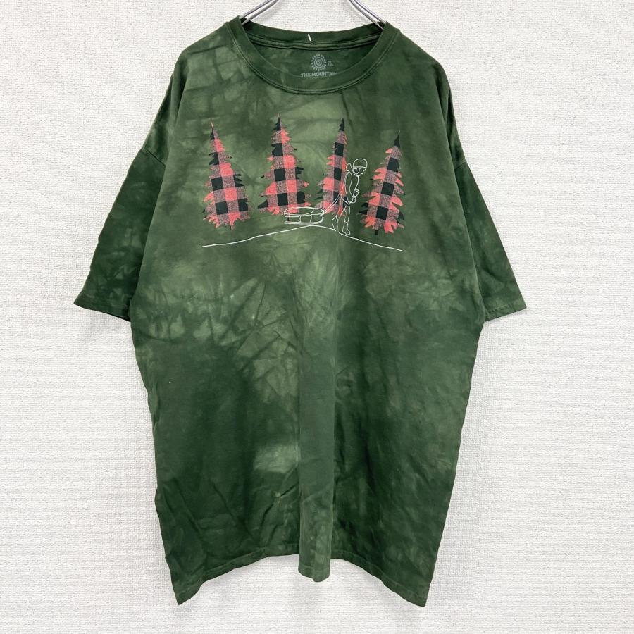 THE MOUNTAIN ザマウンテン 半袖プリントTシャツ タイダイ 緑 グリーン