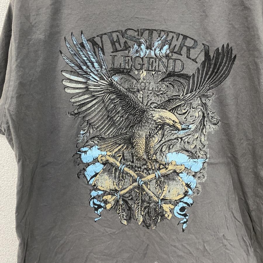ATLAS FOR MEN 半袖プリントTシャツ 鷹 灰色 グレー Lサイズ 古着