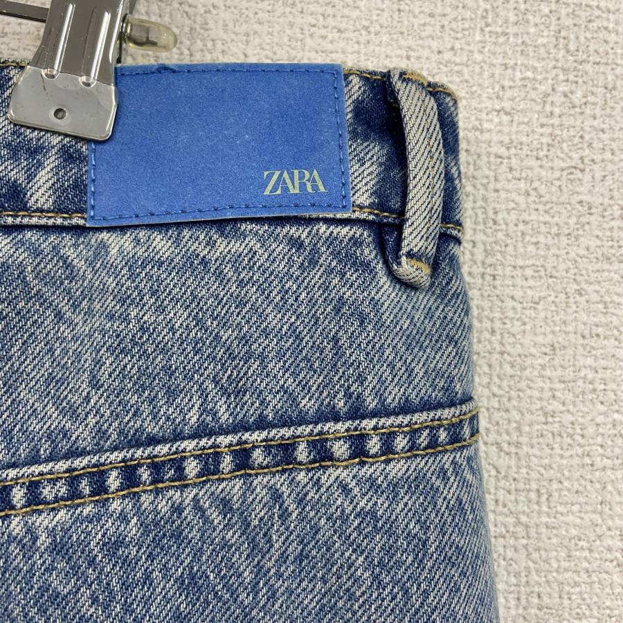ZARA（ザラ） ダメージデニムスカート スリット入り インディゴ L