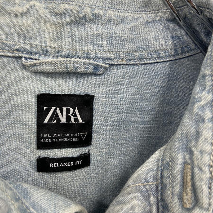 ZARA（ザラ） RELAXED FIT 長袖デニムシャツジャケット フェード 2つ