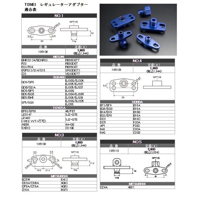 TOMEI POWERED フューエルレギュレーター取付セット【φ8エルボ
