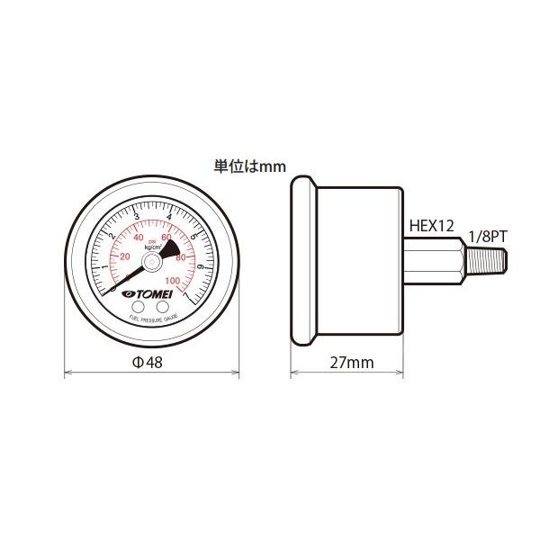 燃圧計　燃圧調整式フューエルレギュレーター直付用　185112　TOMEI　フューエルプレッシャーゲージ　東名パワード｜tuningfan-com｜04