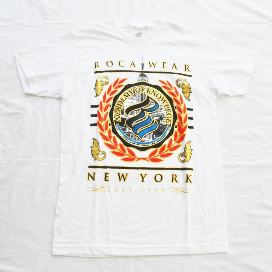 ROCAWEAR/ロカウェア NEW YORK ACADEMY OF KNOWLEGE LOGO TSHIRT WHITE DEAD