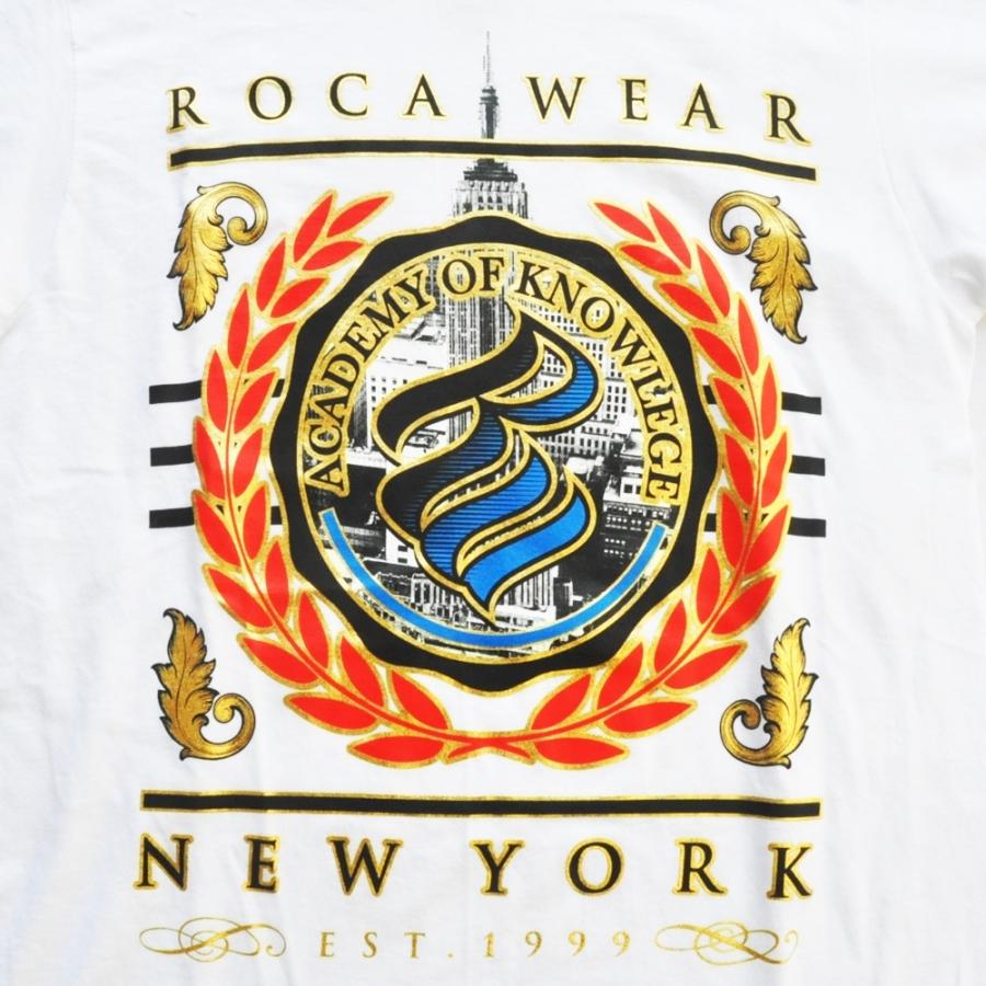 ROCAWEAR/ロカウェア NEW YORK ACADEMY OF KNOWLEGE LOGO TSHIRT WHITE DEAD