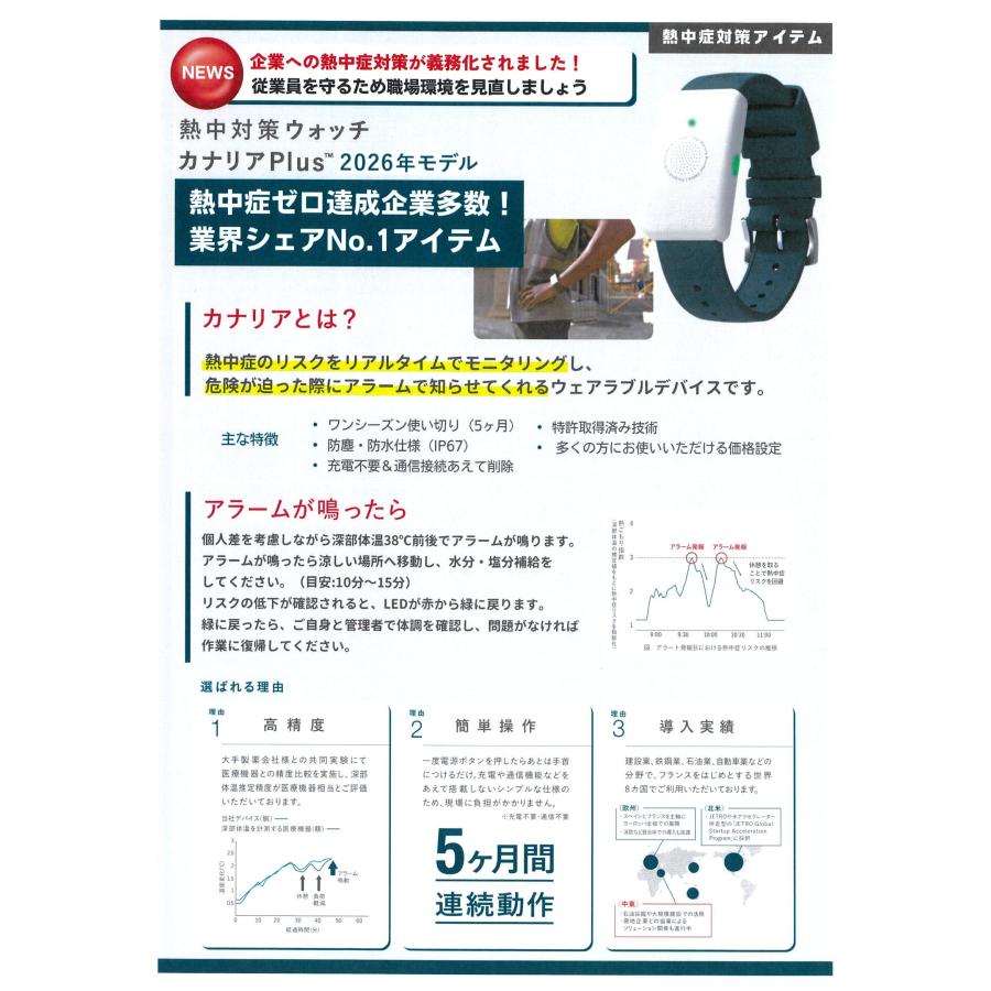 メーカー在庫あり 2026モデル 熱中対策ウォッチ カナリアPlus