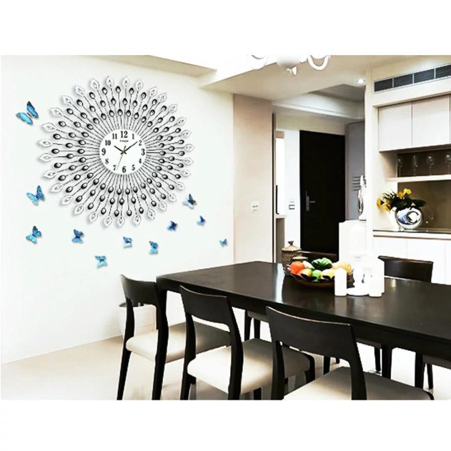 クジャクの羽 時計 掛け時計 掛時計 無音 最適なインテリア