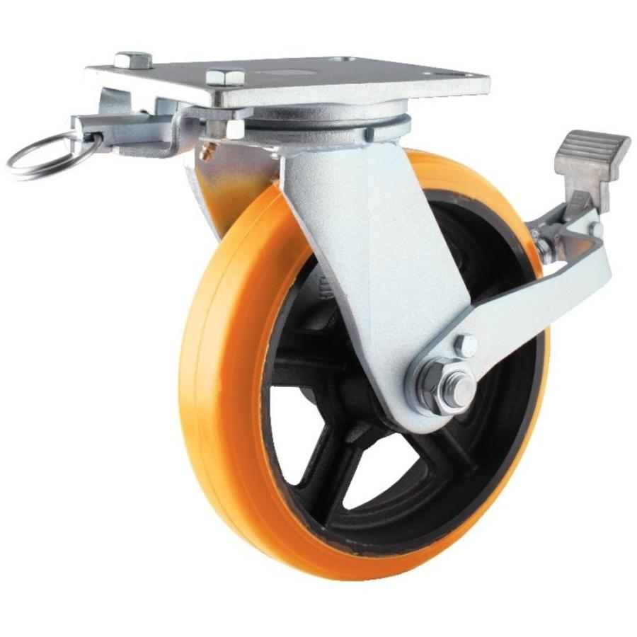 楽天ランキング1位 ヨドノ 重量用高硬度ウレタン自在車0fストッパー 旋回ロック付 Sduj0sttl プレート式重荷重用キャスター 新しいコレクション Prcs Org Pk