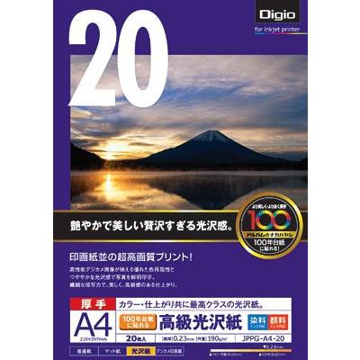 ナカバヤシ 写真用紙 高級光沢紙 光沢 厚手 A4判 20枚 JPPG-A4-20
